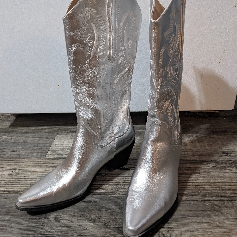 Silver Cowboy Boots